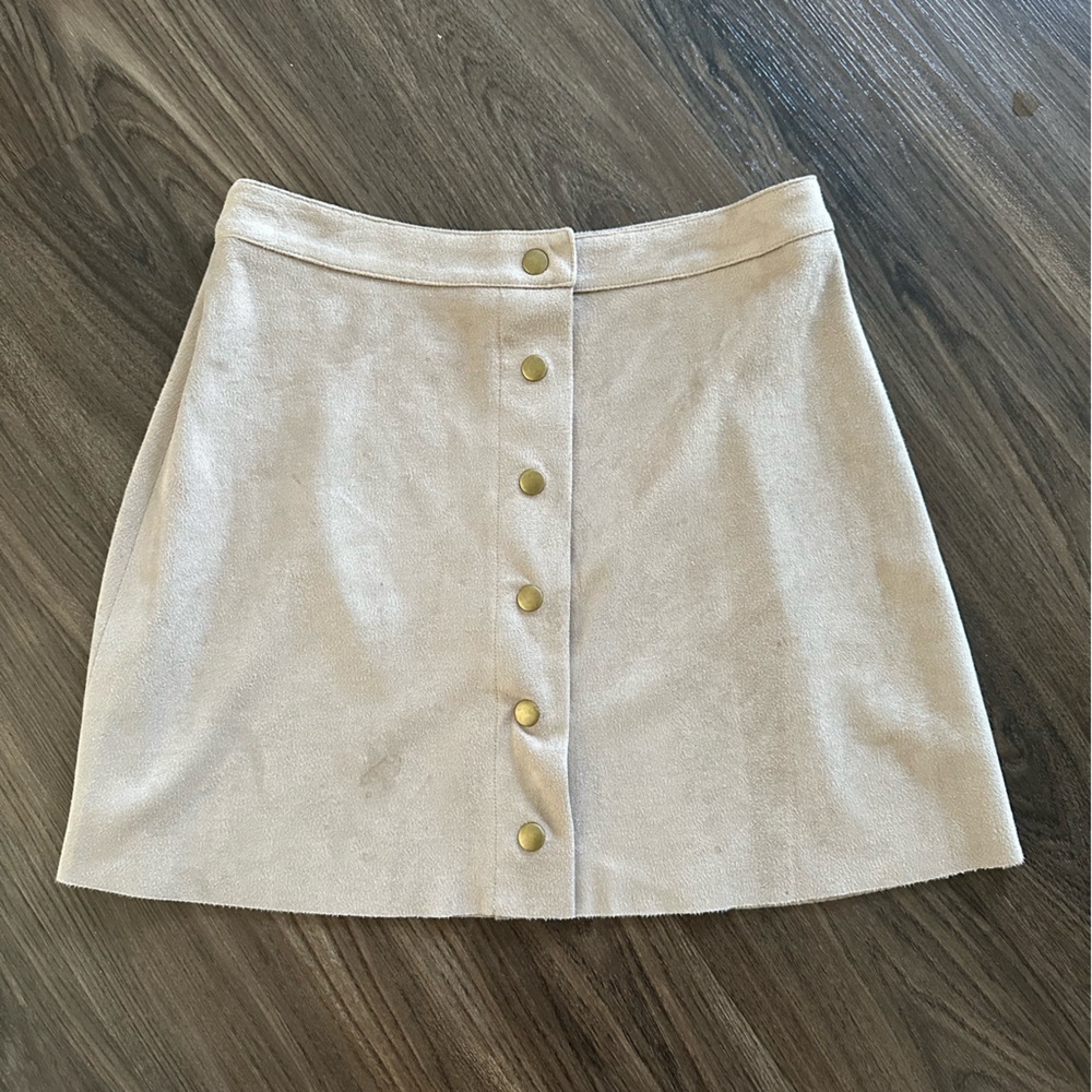 Faux Suede Size S Worn Once! Classic Cream Button-Front Mini Skirt